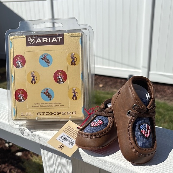Ariat Lil’ Stompers USA Spitfire, American Flag Ariat logo,easy on/off booties - Picture 1 of 10